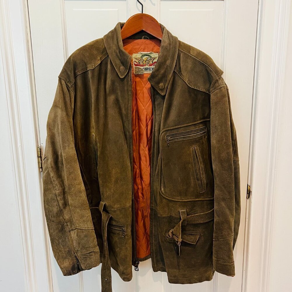 Vintage AVIREX Suede Leather Biker Motorcycle Jacket Coat Size XXL 2XL